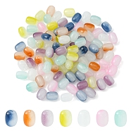 105Pcs 7 Colors Opaque Glass Beads, Barrel, Mixed Color, 10x8mm, Hole: 1.6mm, 15pcs/color(GLAA-FS0001-43)