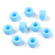 Opaque Plastic Beads, Frosted, Barrel, Light Sky Blue, 9x6mm, Hole: 3.8mm, about 1900pcs/500g(KY-T025-01-C02)