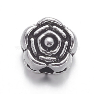 Tibetan Silver Spacer Beads, Lead Free & Cadmium Free, Flower, Great for Mother's Day Gifts making, Antique Silver, about 6.5mm in diameter, hole: 1mm(X-AB458)