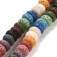 Natural Lava Rock Dyed Beads Strands, Rondelle, Colorful, 8x4.5mm, Hole: 1.6mm, about 43pcs/strand, 7.87 inch(20cm)(G-L586-B02-05)