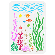 Plastic Hollow Out Drawing Painting Stencils Templates, for Painting on Scrapbook Fabric Tiles Floor Furniture Wood, Fish, 29.7x21cm(DIY-WH0396-798)