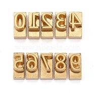 Brass Stamp Head, Squar with Number 0~9, Golden, 0.6cm, 10pcs/set(AJEW-WH0162-68G)