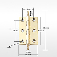 Brass Hinge, Wardrobe Door and Table Accessories, Light Gold, 88x40x1.6mm, Hole: 4mm(CABI-PW0001-163-D01)
