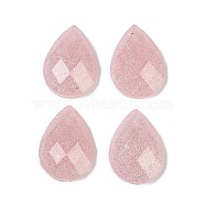 Epoxy Resin Glitter Powder Decoden Cabochons, Faceted Teardrop, Pink, 13x9.5x3.5mm(CRES-S367-07)