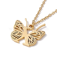 Initial Letter with Butterfly Pendant Necklace, Golden 304 Stainless Steel Jewelry for Women, Letter.X, Pendant: 19x21x1mm, 15.55 inch(39.5cm)(NJEW-C026-01G-X)