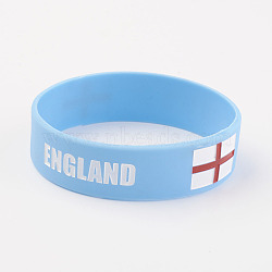 Silicone Wristbands Bracelets, Cord Bracelets, England, Sky Blue, 202x19x2mm(BJEW-K168-01F)