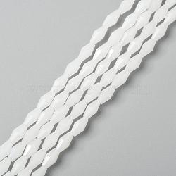 Imitation Jade Glass Beads, Faceted, Bicone, White, 8x4mm, Hole: 0.8mm, about 70pcs/Strand, 22.99''(58.4cm)(GLAA-P001-07A-01)