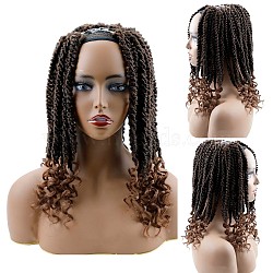 Goddess Locs Crochet Hair, Wavy Faux Locs with Curly Ends, Synthetic Braiding Hair Extension, Low Temperature Heat Resistant Fiber, Long & Curly Hair, Dark Brown, 16 inch(40.6cm), 24strands/pc(OHAR-G005-08B)