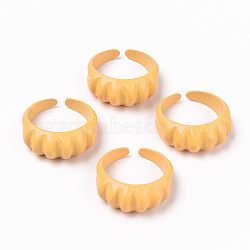Spray Painted Alloy Cuff Rings, Open Rings, Cadmium Free & Lead Free, Orange, US Size 7 1/4(17.5mm)(RJEW-T011-33C-RS)
