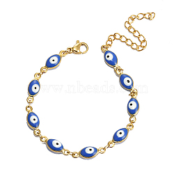 Evil Eye Stainless Steel Enamel Link Chain Bracelet, Blue, no size(RG3833-2)