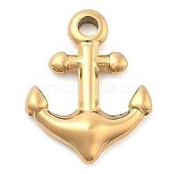 Ion Plating(IP) 304 Stainless Steel Charms, Anchor, Real 14K Gold Plated, 13x10x1.5mm, Hole: 1.5mm(STAS-P379-10G)