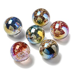 Gradient Color Transparent Resin Beads with Gold Foil, Round, Mixed Color, 25mm, Hole: 1.5mm(FIND-Z030-12)