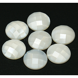Taiwan Acrylic Rhinestone Cabochons, Flat Back and Faceted, Half Round/Dome, White, 20x6mm(ACRT-M005-20mm-P02)