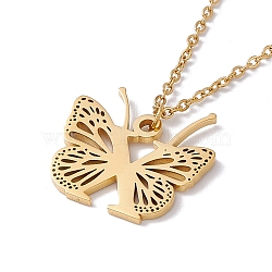 Initial Letter with Butterfly Pendant Necklace, Golden 304 Stainless Steel Jewelry for Women, Letter.X, Pendant: 19x21x1mm, 15.55 inch(39.5cm)(NJEW-C026-01G-X)