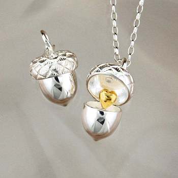 Alloy Openable Acorn Pendant Necklaces for Women, Platinum & Golden, 19.69 inch(50cm)