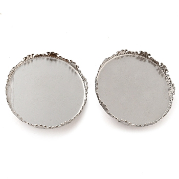 304 Stainless Steel Brooch Base Settings, Flat Round, Stainless Steel Color, 31x4mm, Tray: 30.5mm