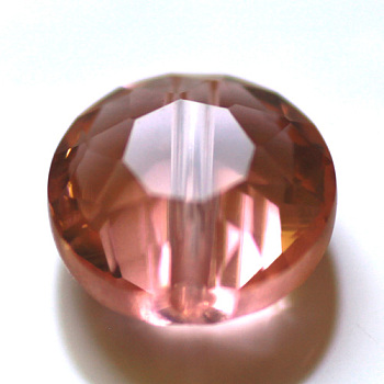 Imitation Austrian Crystal Beads, Grade AAA, Faceted, Flat Round, Light Salmon, 6x3.5mm, Hole: 0.7~0.9mm
