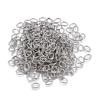 304 Stainless Steel Jump Rings, Open Jump Rings, Oval, Stainless Steel Color, 20 Gauge, 7.5x5.5x0.8mm, Inner Diameter: 3.7x5.7mm