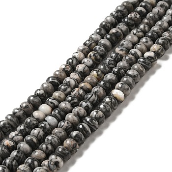 Natural Map Stone Beads Strands, Rondelle, 8x5mm, Hole: 0.7mm, about 70pcs/strand, 14.76~14.96 inch(37.5~38cm)