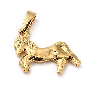 Vacuum Plating 201 Stainless Steel Pendants, Horse, Golden, 16x23.5x3mm, Hole: 6x3mm