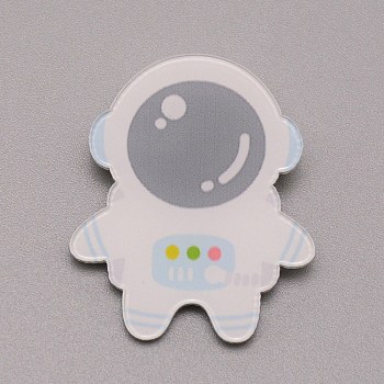 Astronaut Plastic Brooch for Backpack Clothes, White, 32x27x7mm, Pin: 0.7mm