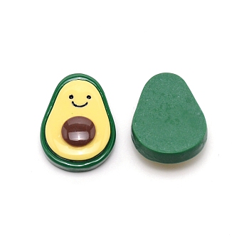 Resin Cabochons Accessories, Imitation Fruit, Avocado, Green, 27~28x20~20.5x8~8.5mm