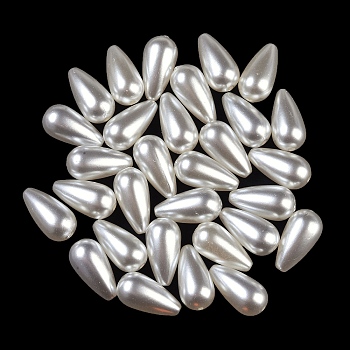 ABS Plastic Imitation Shell Pearl Beads, Teardrop, Seashell Color, 22x12x12mm, Hole: 1.5mm, 357pcs/500g