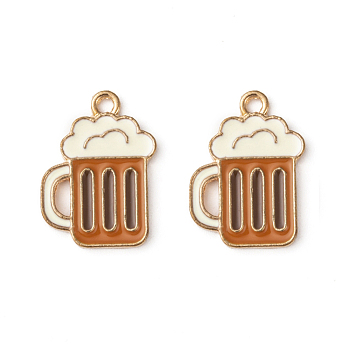 Alloy Enamel Pendants, Beer, Colorful, Light Gold, 19.5x13.5x1.5mm, Hole: 1.5mm