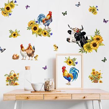 Translucent PVC Self Adhesive Wall Stickers, Waterproof Building Decals for Home Living Room Bedroom Wall Decoration, Chook, 960x300mm, 2 sheets/set