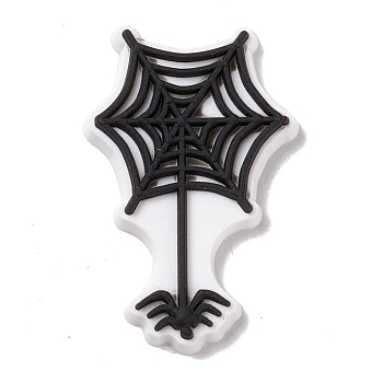 Halloween Theme PVC Cabochons, Spider Web, Black, 32x20x3mm