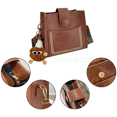 DIY Imitation Leather Women's Shoulder Bag Making Kit with Magnetic Closure & Fluffy Ball Charm(DIY-WH0570-01B)-5