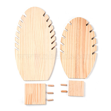 2 Sizes Wooden Oval Leaf Detachable Bracelet Display Stands(BDIS-WH0003-22)-3