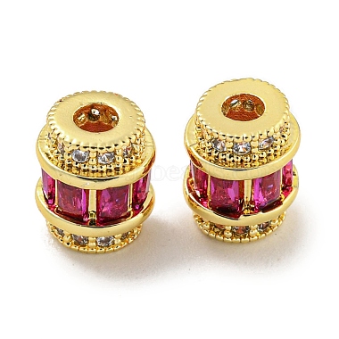 Magenta Column Brass+Cubic Zirconia Beads