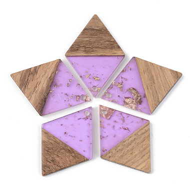 Lilac Rhombus Resin+Wood Pendants