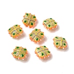 Glass Imitation Jade Beads, Hand Painted Beads, Rhombus, with Enamel, Goldenrod, 19x22~23x10mm, Hole: 1.4~1.6mm(GLAA-L051-03B)