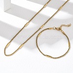 304 Stainless Steel Wheat Chain Necklace & Bracelet Set, Ion Plating(IP), Real 18K Gold Plated, 505mm(SJEW-D091-13G)