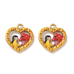304 Stainless Steel Enamel Pendants, Heart with Human & Horse Charms, Ion Plating(IP), Colorful, 17x16x2.5mm, Hole: 1.8mm(STAS-L316-21G-01)