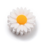Food Grade Eco-Friendly Silicone Focal Beads, Daisy, White, 22x8.5mm, Hole: 2mm(SIL-F002-14C)