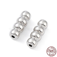 Rhodium Plated 925 Sterling Silver Screw Clasps, Twist Clasps, Round, Platinum, 11x4mm, Hole: 1.2mm(STER-K173-04P)