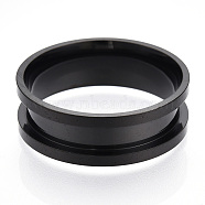 201 Stainless Steel Grooved Finger Ring Settings, Ring Core Blank, for Inlay Ring Jewelry Making, Electrophoresis Black, Inner Diameter: 21mm(RJEW-TAC0017-8mm-05B)