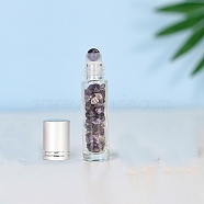 Natural Amethyst Roller Ball Bottles, with Plastic Cover, SPA Aromatherapy Essemtial Oil Empty Glass Bottle, 2x8.5cm, Capacity: 10ml(0.34fl. oz)(BOTT-PW0011-70C-03)
