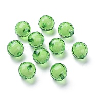 Transparent Acrylic Beads, Bead in Bead, Faceted, Round, Lime Green, 20mm, Hole: 2mm, about 110pcs/500g(TACR-S086-20mm-23)