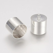 Brass Cord Ends, End Caps, Silver Color Plated, 14x10mm, Hole: 1mm, Inner Diameter: 9mm(KK-D219-14x10-S)