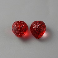 Handmade Lampwork Beads, Half Hole, Strawberry, Red, 13x11x10mm, Hole: 1.2mm(LAMP-CJC0003-04)