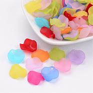 Mixed Color Frosted Transparent Acrylic Petal Pendants, 15x15x4mm, Hole: 1.5mm(X-FACR-R015-15x15mm-M)