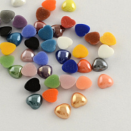 Pearlized Plated Opaque Glass Cabochons, Heart, Mixed Color, 6x6x2.5mm(PORC-S800-6mm-M)
