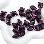 Acrylic Beads, Black, Cerise, Rhombus, 18x14mm, 20pcs/bag(PW-WG78398-06)