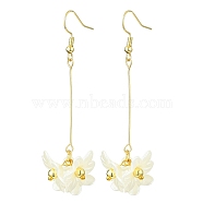 Brass with ABS Imitation Pearl Earrings for Women, Flower, Golden, 68.5x22mm(EJEW-JE05928)