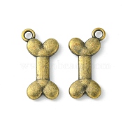 Tibetan Style Alloy Pendants, Lead Free, Nickel Free and Cadmium Free, Bone, Antique Bronze, 22x11x2mm, Hole: 2mm(TIBEP-S001-AB-FF)