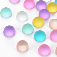 Electroplate Resin Cabochons, with Frosted, Half Round, Mixed Color, 8x4mm(CRES-Q216-002)